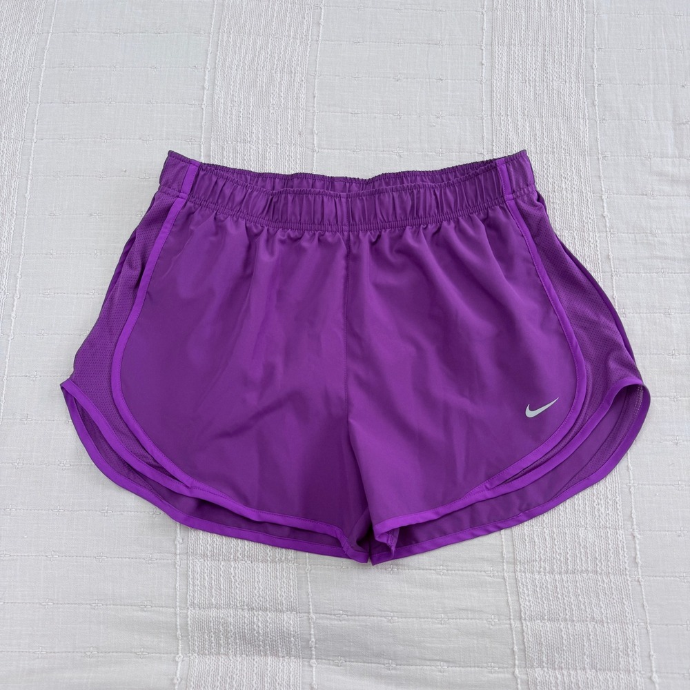 Nike Tempo Running Shorts Womens L Purple Dri-FIT Mesh Inset Athletic